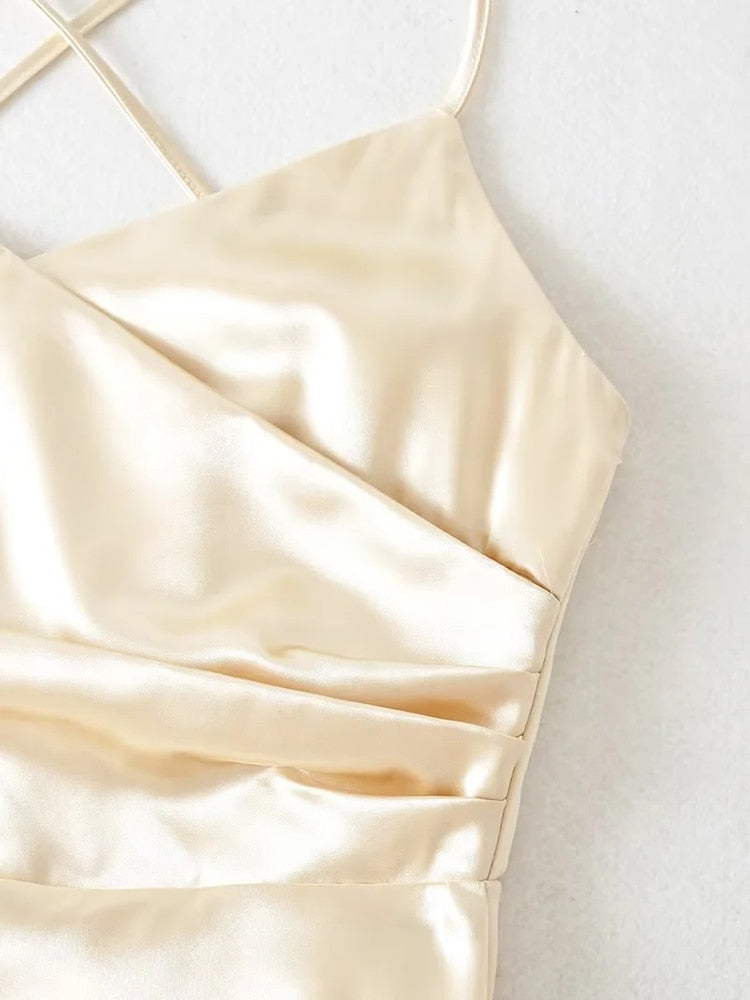 Solid Color Summer Sexy Strap A Line Side Split Dress