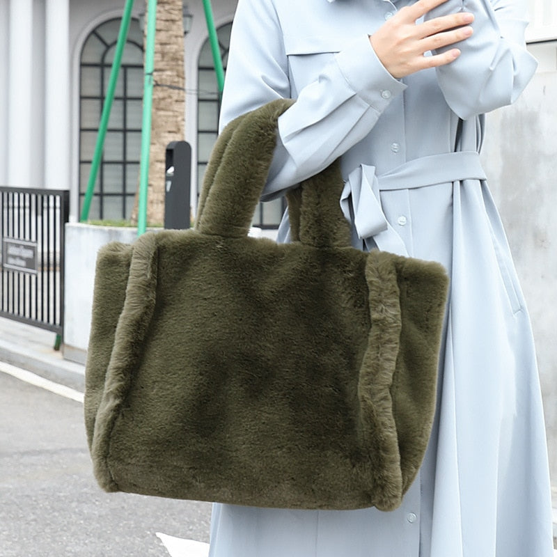Faux Fur Fluffy Soft Plush Shopper Bag
