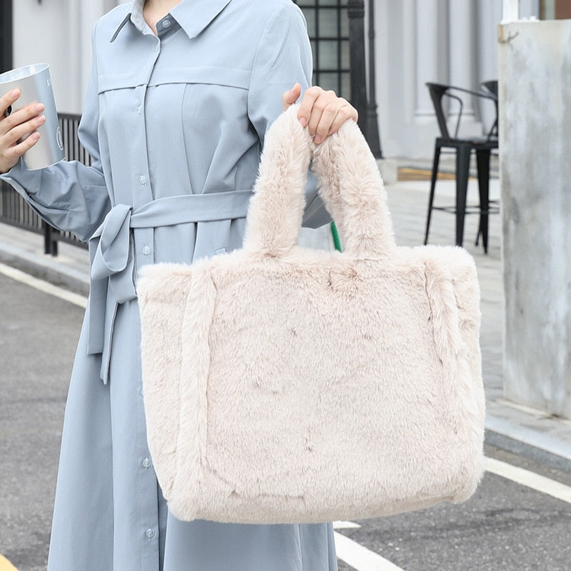 Faux Fur Fluffy Soft Plush Shopper Bag
