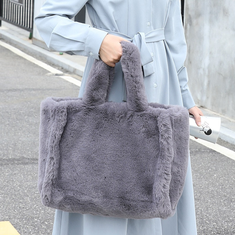 Faux Fur Fluffy Soft Plush Shopper Bag