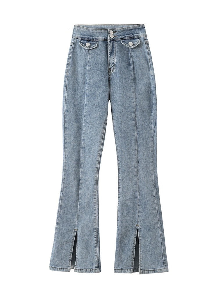 Wide-Leg Micro-Flare Elastic Pants
