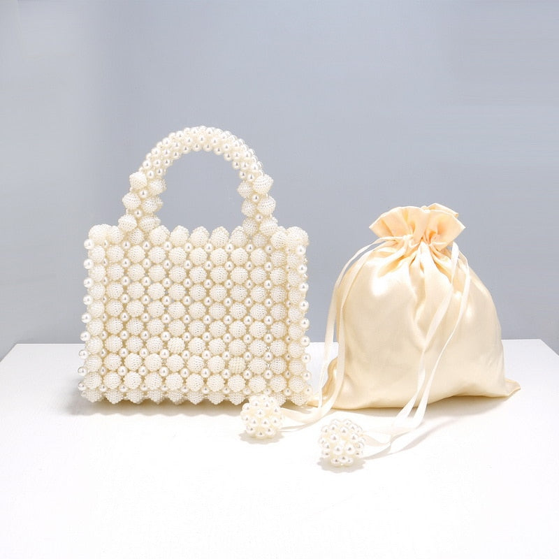 Beading Hollow Out Style Bucket Design Evening Pearl Clutch