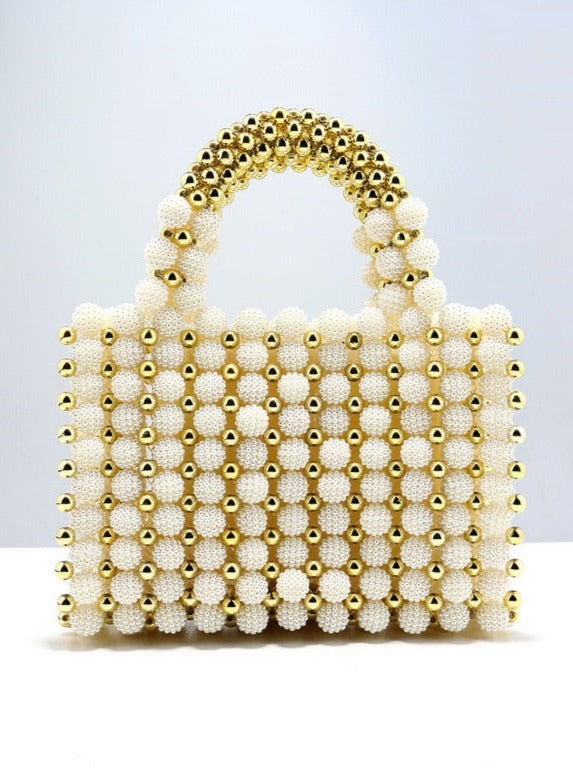 Beading Hollow Out Style Bucket Design Evening Pearl Clutch