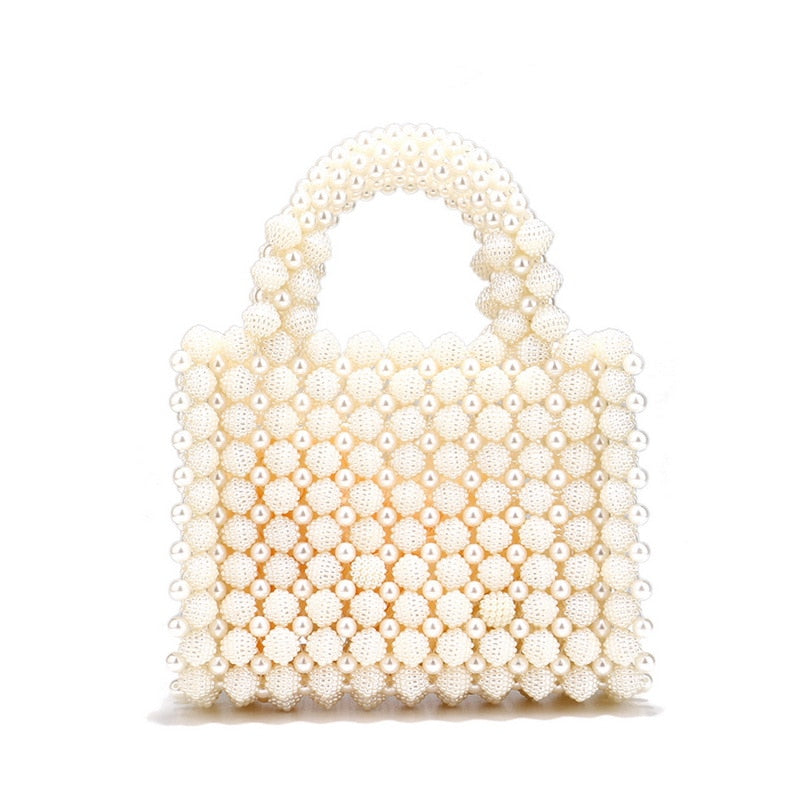Beading Hollow Out Style Bucket Design Evening Pearl Clutch