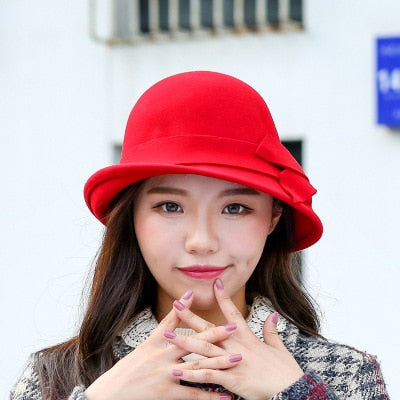 British Style Woolen Bow Tie Caps