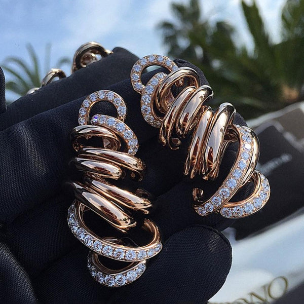 Cubic Zircon Tornado Sandstorm Design Earrings