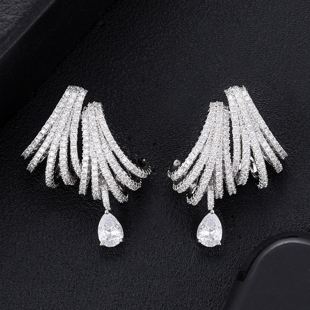 DOUBLE CLAWS STUD Cubic Zircon Indian Gold Earrings