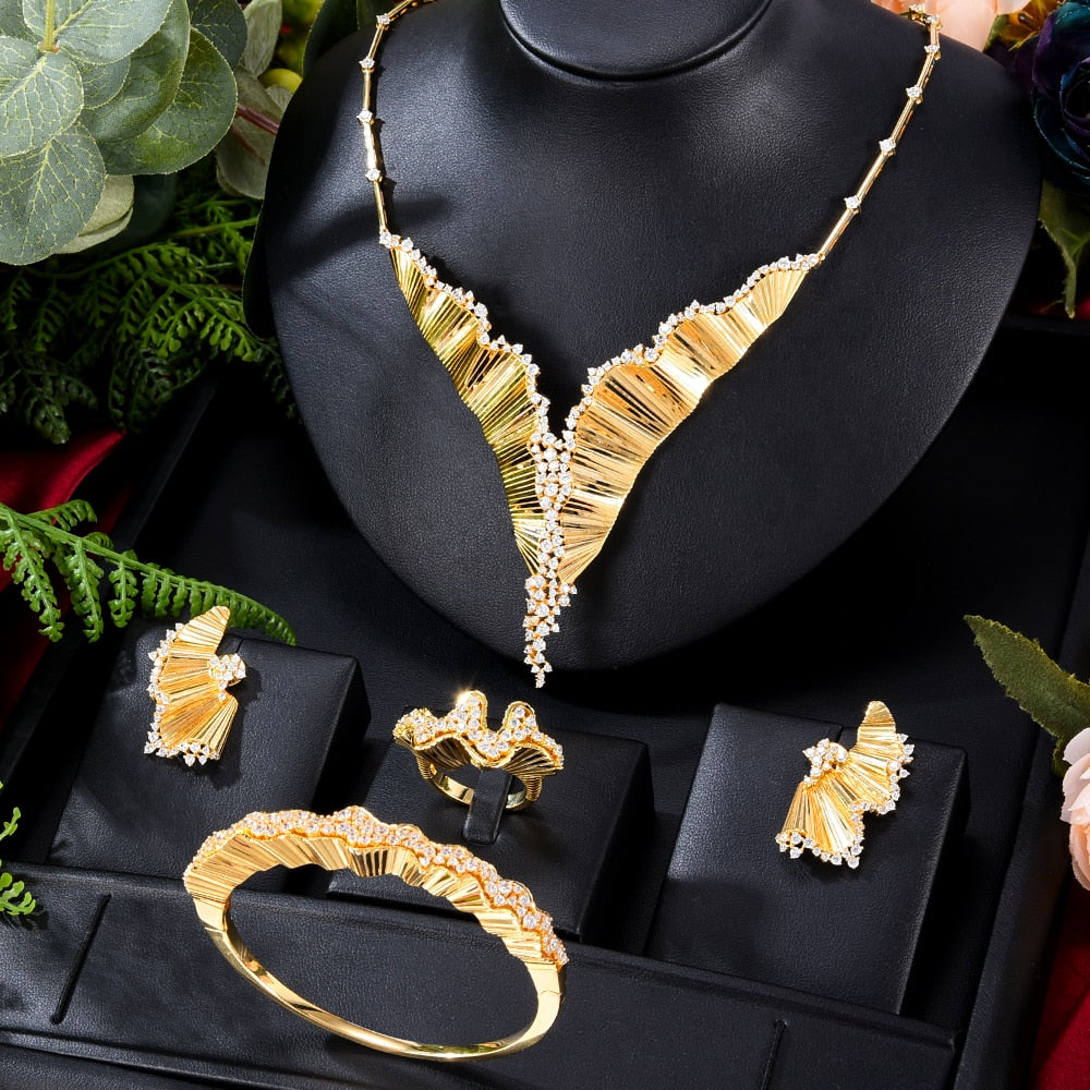 Butterfly Zircon Dubai 2PC Necklace Earring Sets Jewelry Set