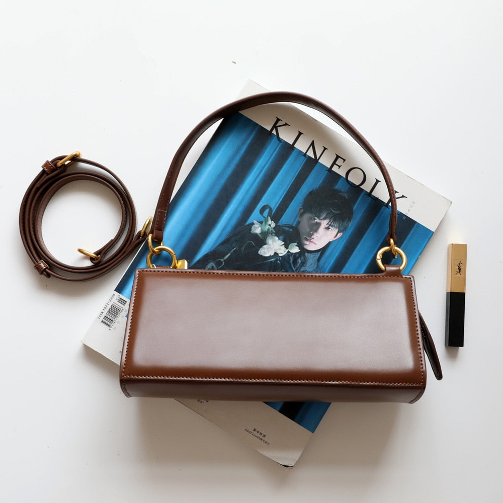 Baguette Vintage Shoulder Genuine Leather Handbag