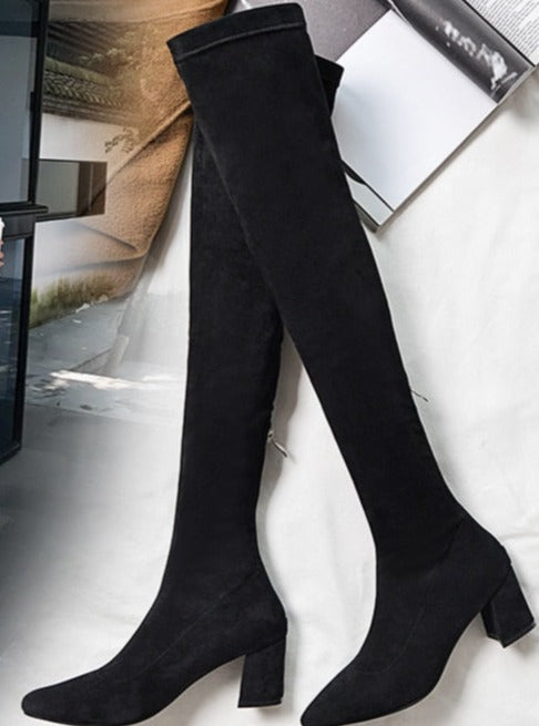 Genuine Suede Leather Over The Knee Boots