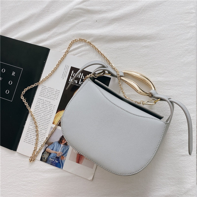 Apple Shape Genuine Leather Chains Crossbody Bag