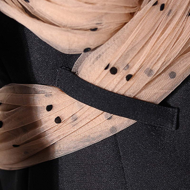 VIVIANNA Patchwork Dot Mesh Backless Blazers