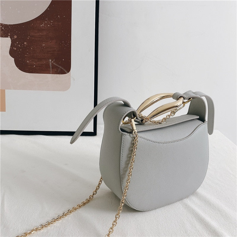 Apple Shape Genuine Leather Chains Crossbody Bag