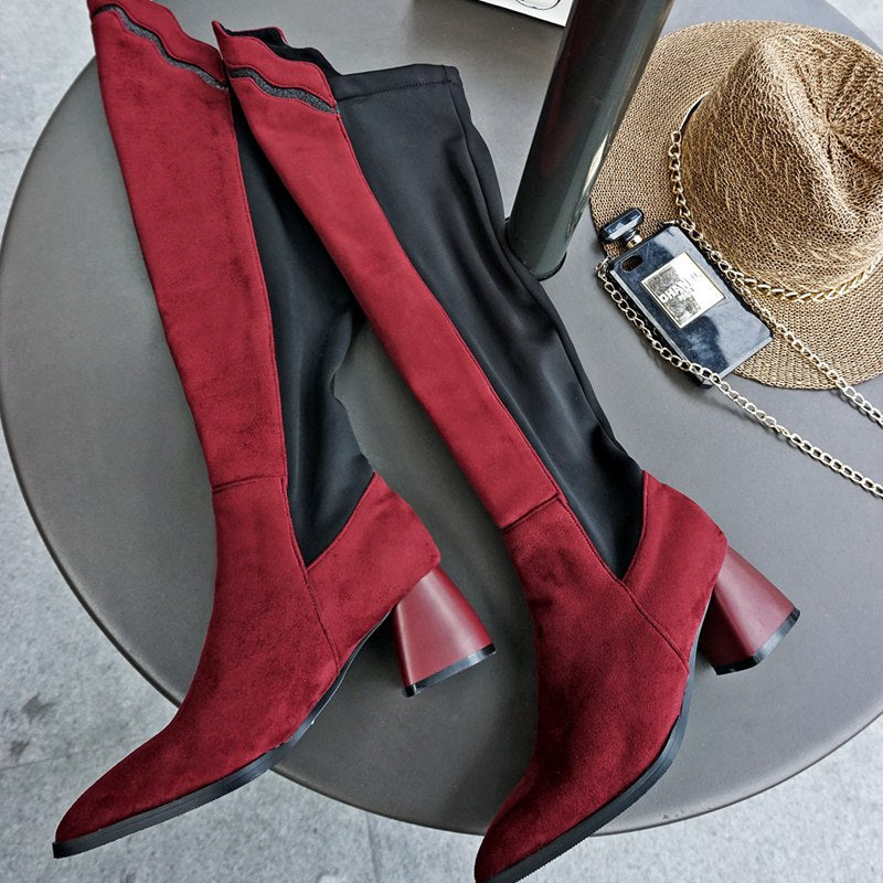 VIVID CITY Patent Leather Over-Knee-Boots
