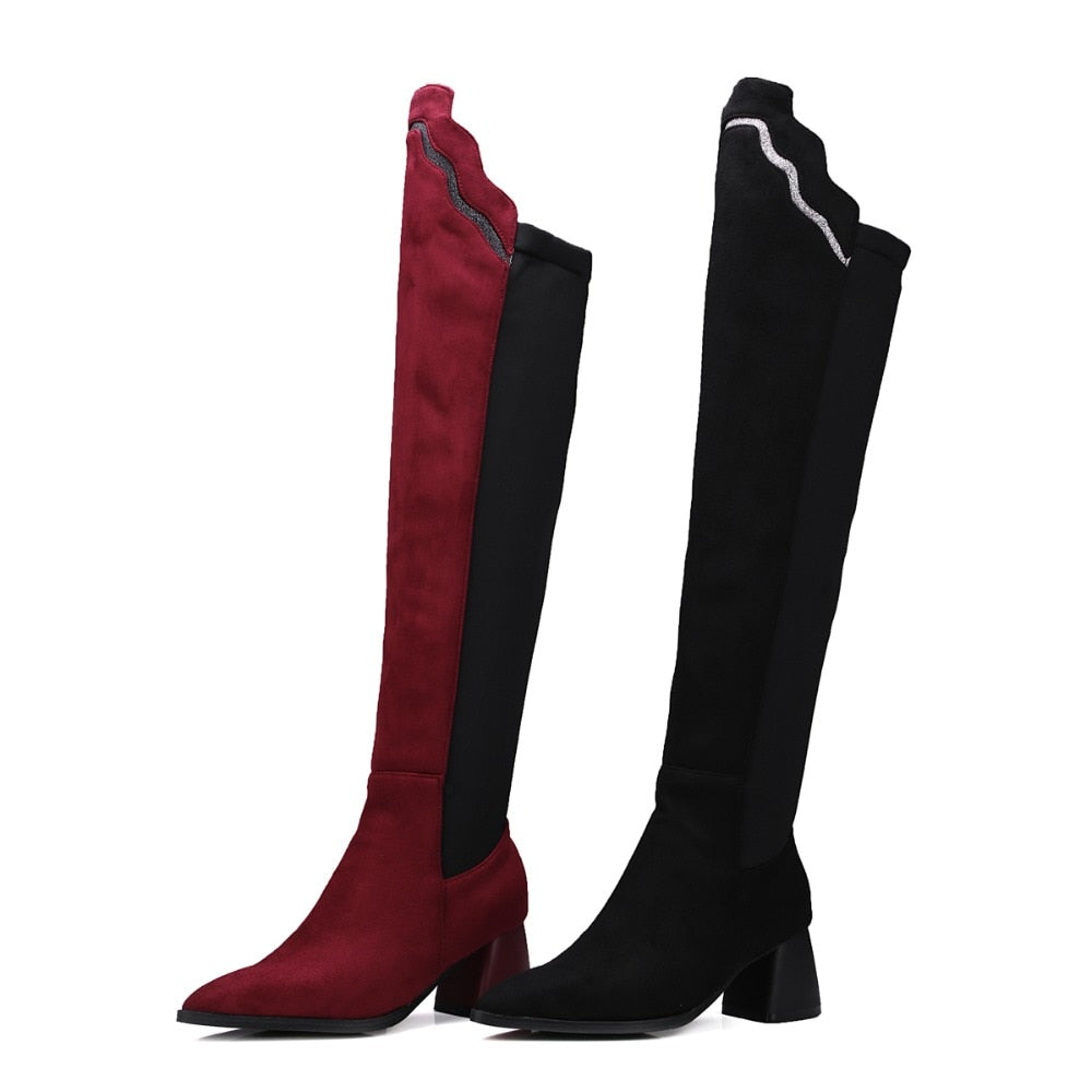 VIVID CITY Patent Leather Over-Knee-Boots