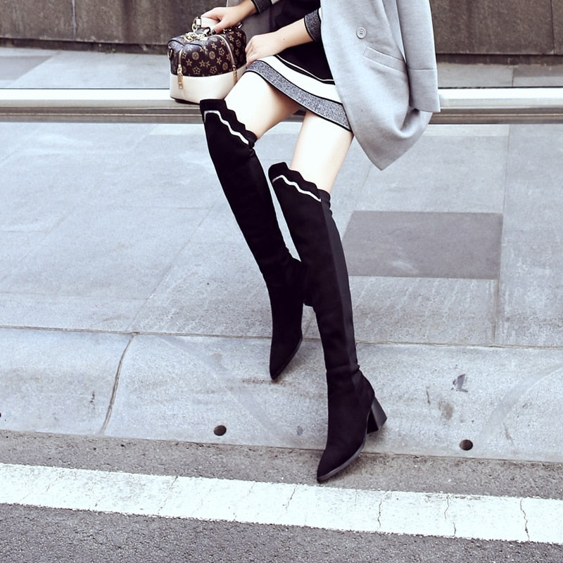 VIVID CITY Patent Leather Over-Knee-Boots