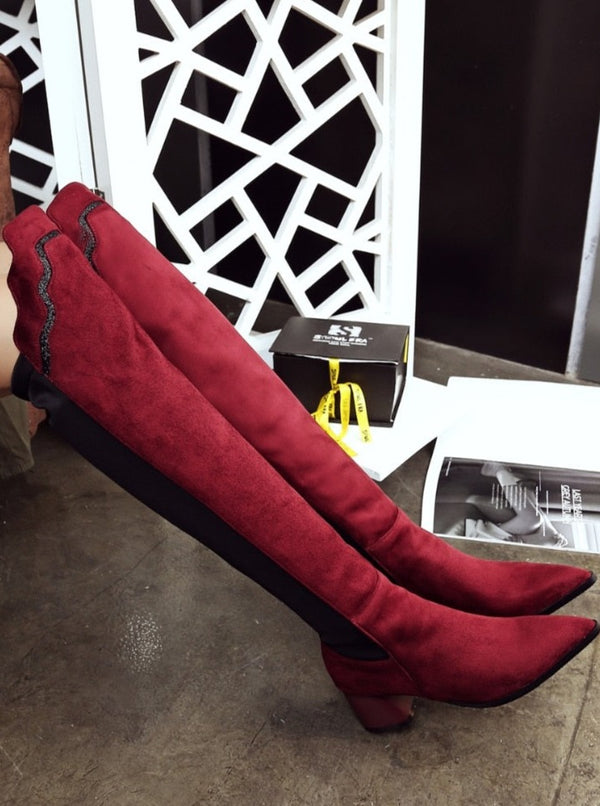 VIVID CITY Patent Leather Over-Knee-Boots