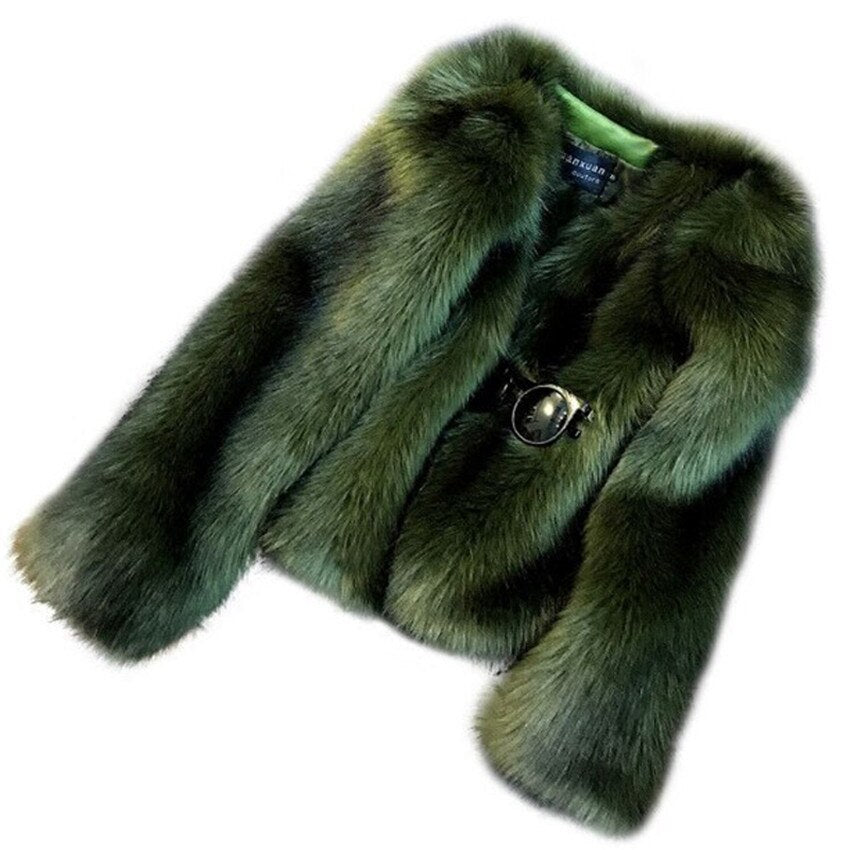 VIVIANNA Faux Fox Fur Short fur Long Sleeve Coat