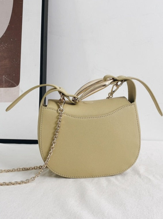 Apple Shape Genuine Leather Chains Crossbody Bag