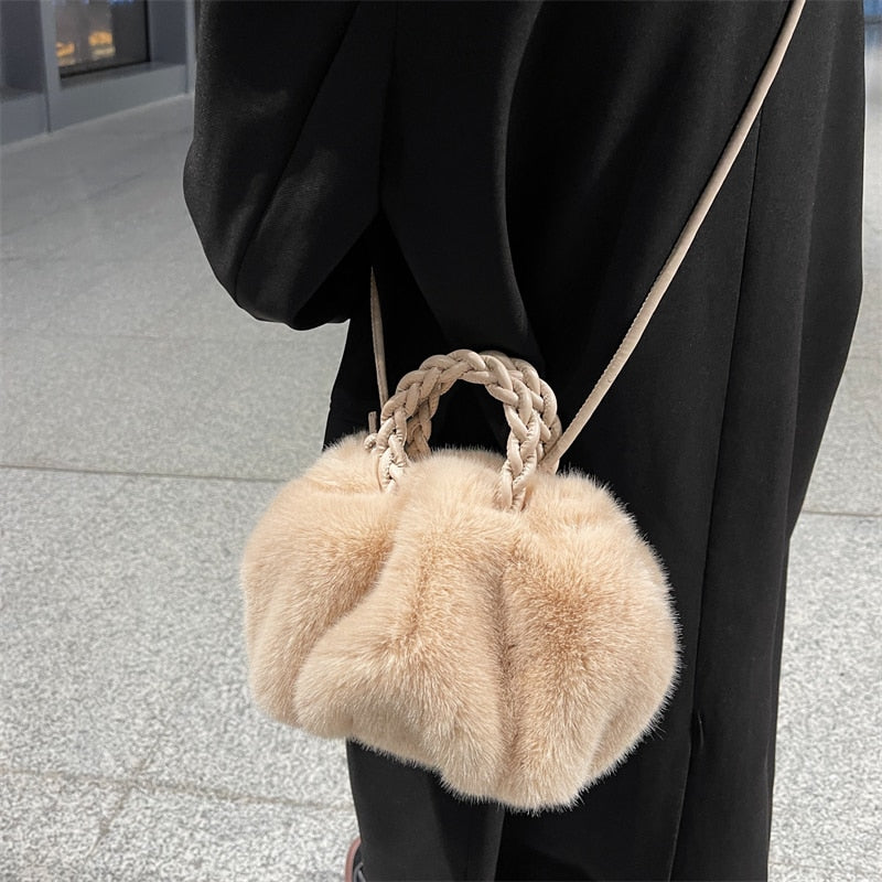Cutie Winter Plush Shoulder Texture Bag