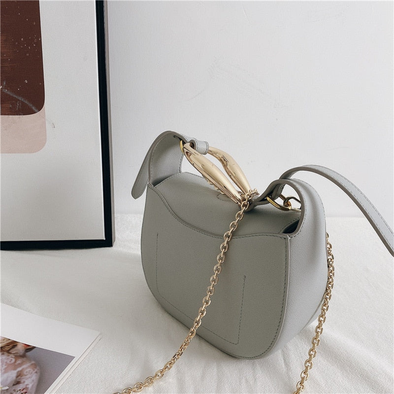 Apple Shape Genuine Leather Chains Crossbody Bag