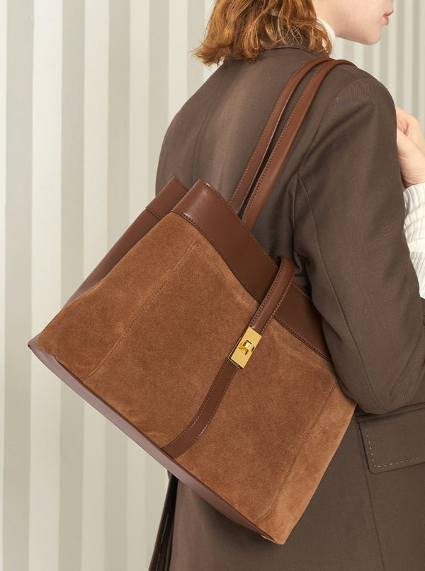 Office-Lady Genuine Leather Large Capacity Shoulder Bag
