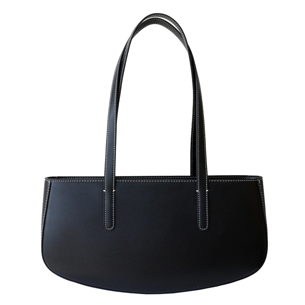 V-R  Shape Genuine Leather Shoulder Bag