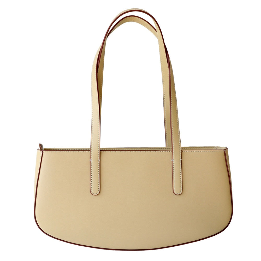 V-R  Shape Genuine Leather Shoulder Bag