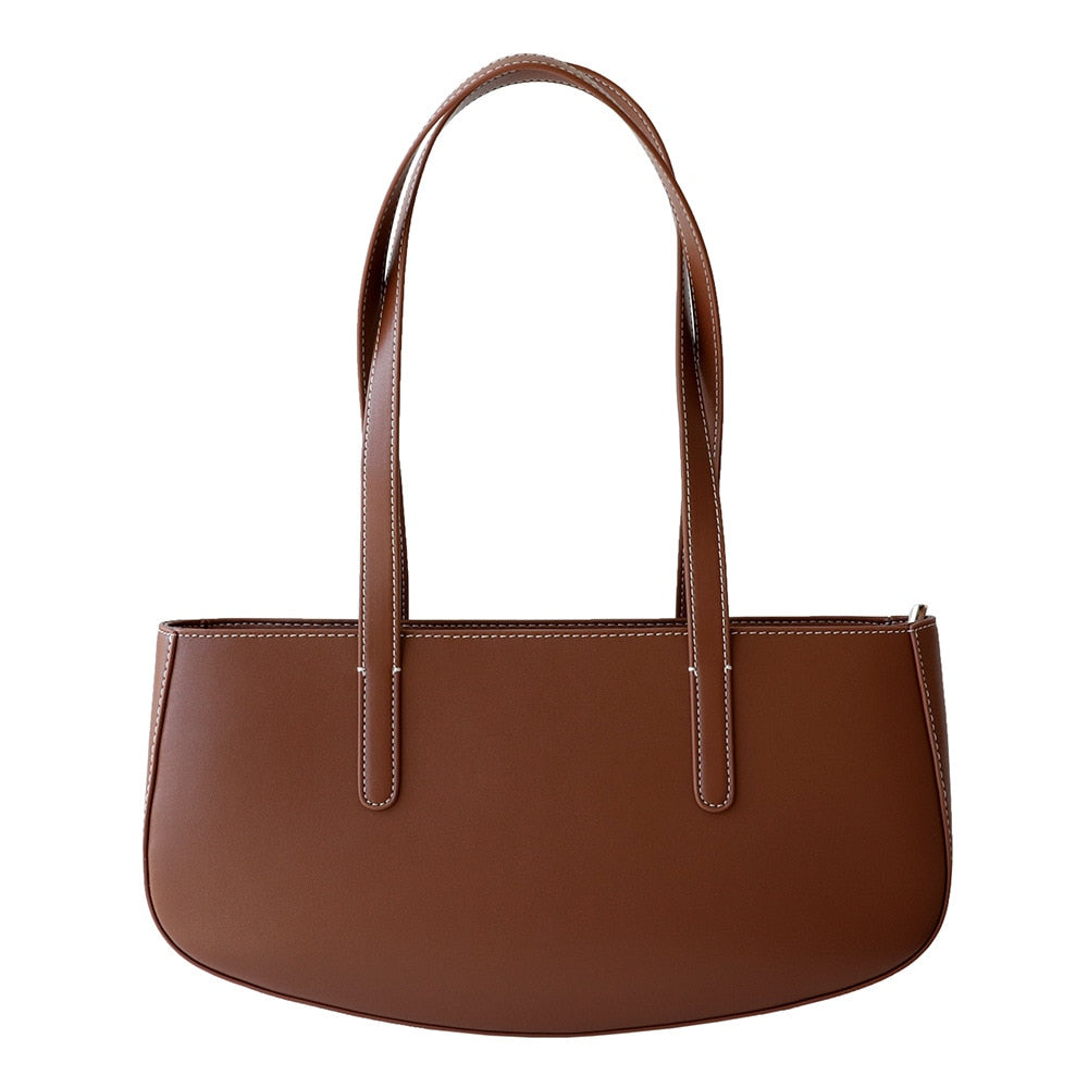 V-R  Shape Genuine Leather Shoulder Bag