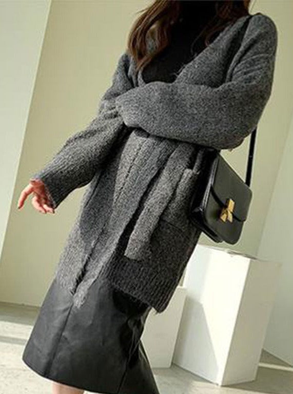 Long Loose Simple Sweater Coat