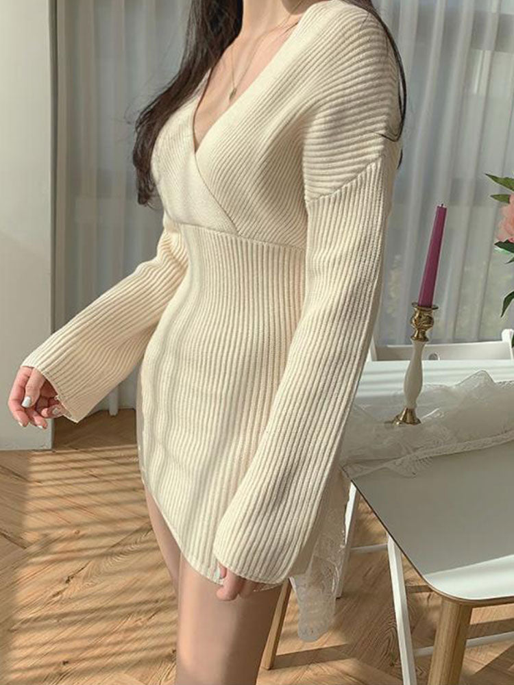 Strapless Slim Fit Long-Sleeved Sweater Dress