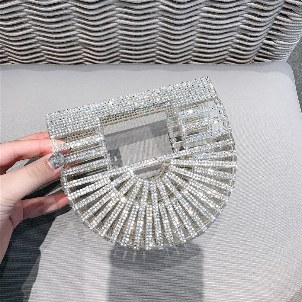 Shiny Rhinestone Diamond Acrylic Evening Clutch
