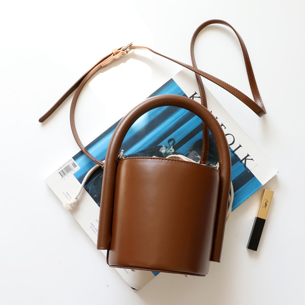 Round Bucket Messenger Shoulder Bag