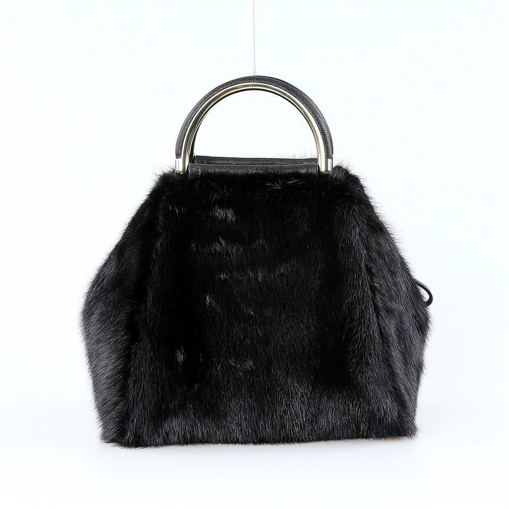 Plush Bag Real Mink Fur Bag