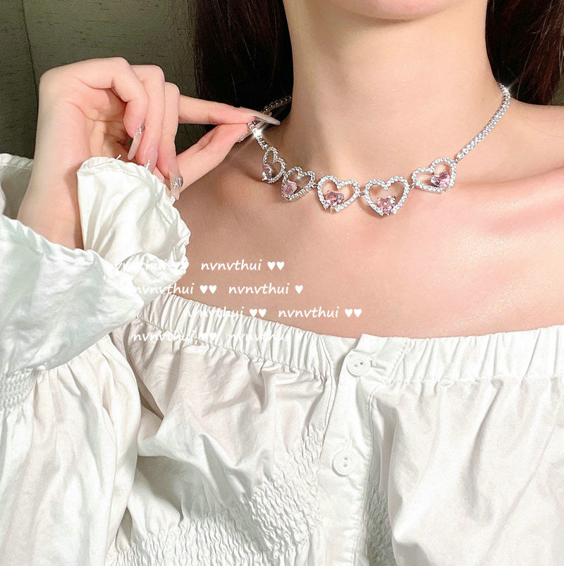 Bright Pink Love Gem Necklace