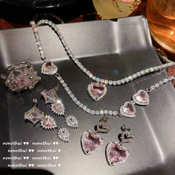 Bright Pink Love Gem Necklace