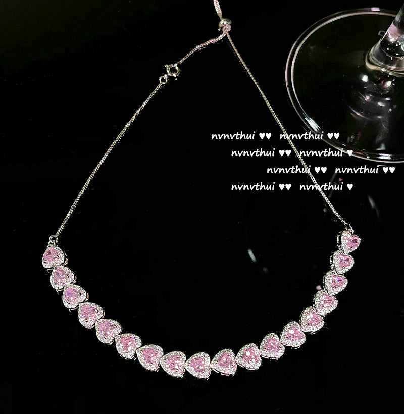 Bright Pink Love Gem Necklace