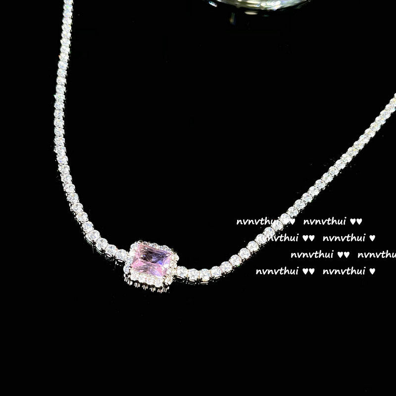 Bright Pink Love Gem Necklace