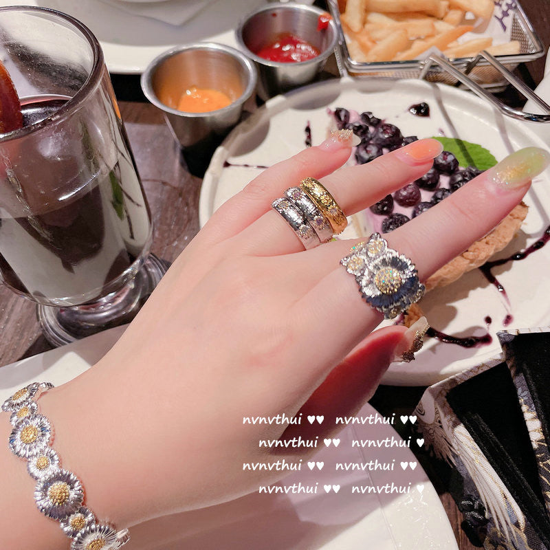Treasure Zircon Lava Metal Bracelet Earrings Medieval