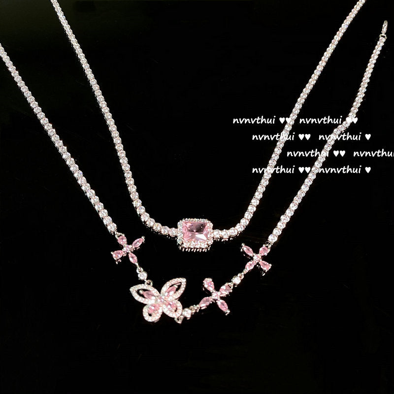 Bright Pink Love Gem Necklace