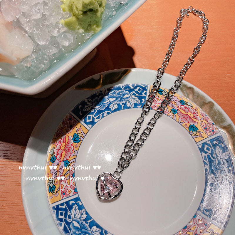 Bright Pink Love Gem Necklace
