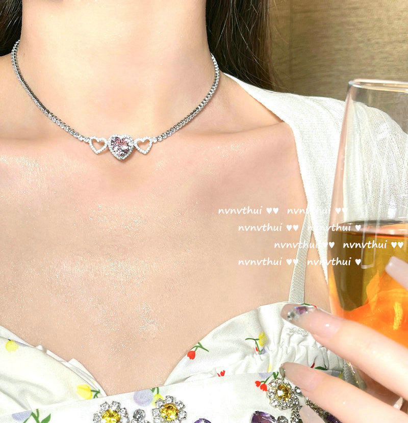 Bright Pink Love Gem Necklace