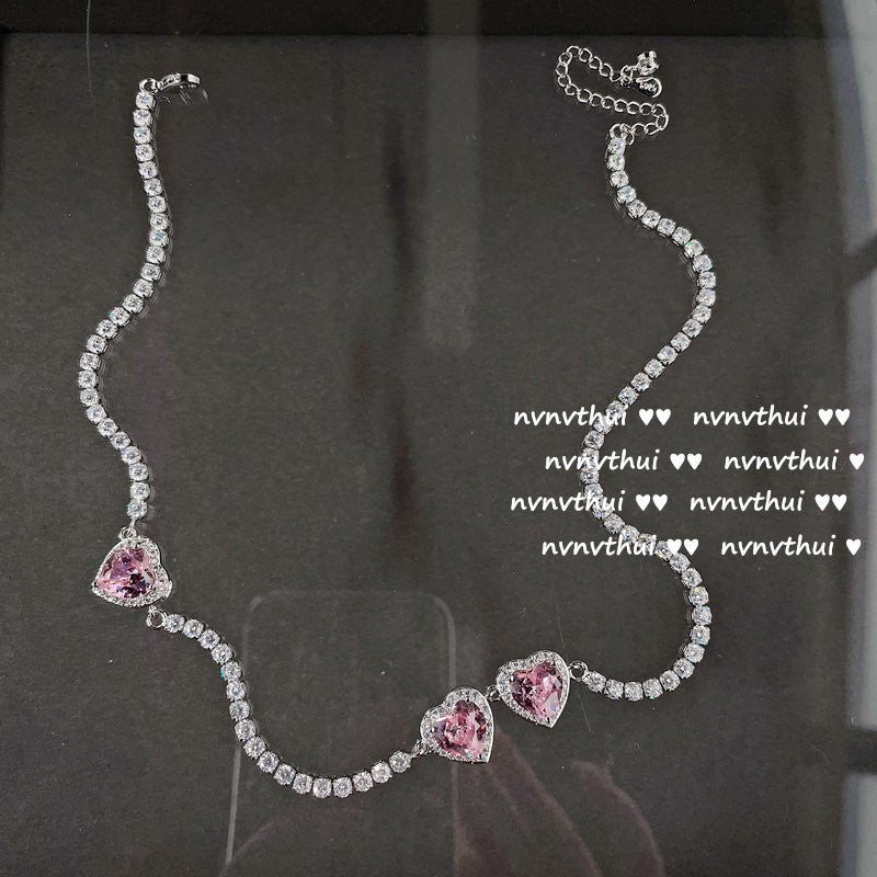 Bright Pink Love Gem Necklace