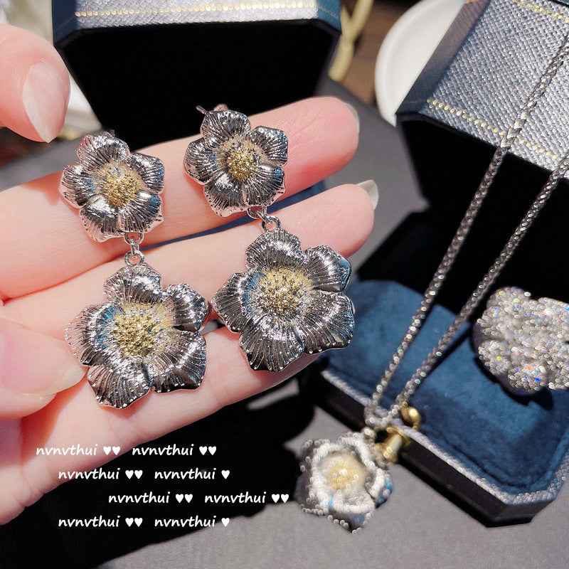Treasure Zircon Lava Metal Bracelet Earrings Medieval