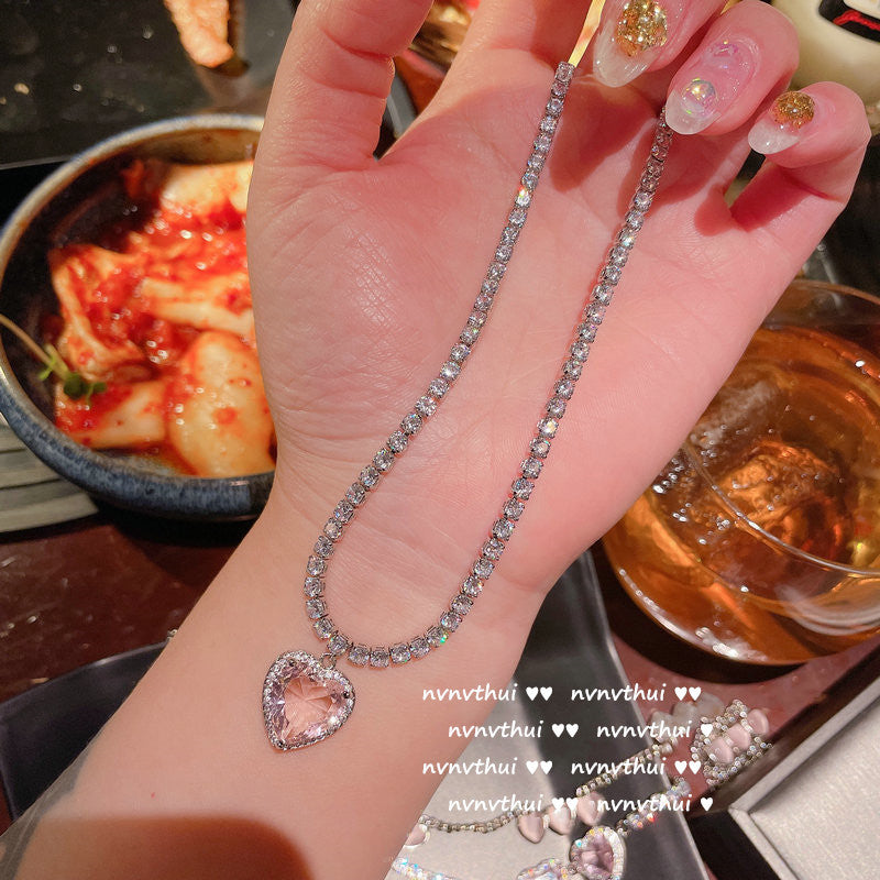 Bright Pink Love Gem Necklace
