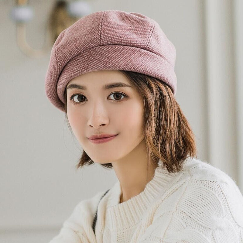 Plaid Vintage Octagonal Wool Hat