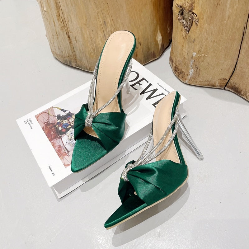 Crystal Pointed Toe Transparent Perspex Stiletto High Heels