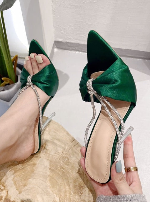 Crystal Pointed Toe Transparent Perspex Stiletto High Heels