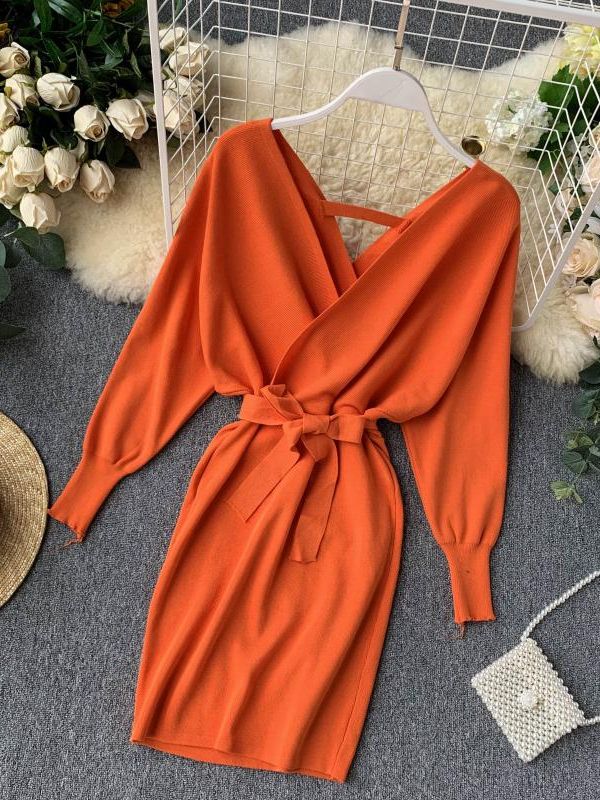 Knitted Sweater Long Batwing Sleeve