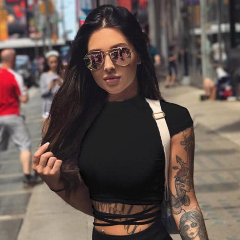 Bandage Crop Tops Short Sleeve Tees
